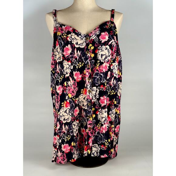 Torrid Floral Baby Doll Cami Swing Summer Tank Top 4 4X Plus Flowy Stretch Fairy - Picture 1 of 7